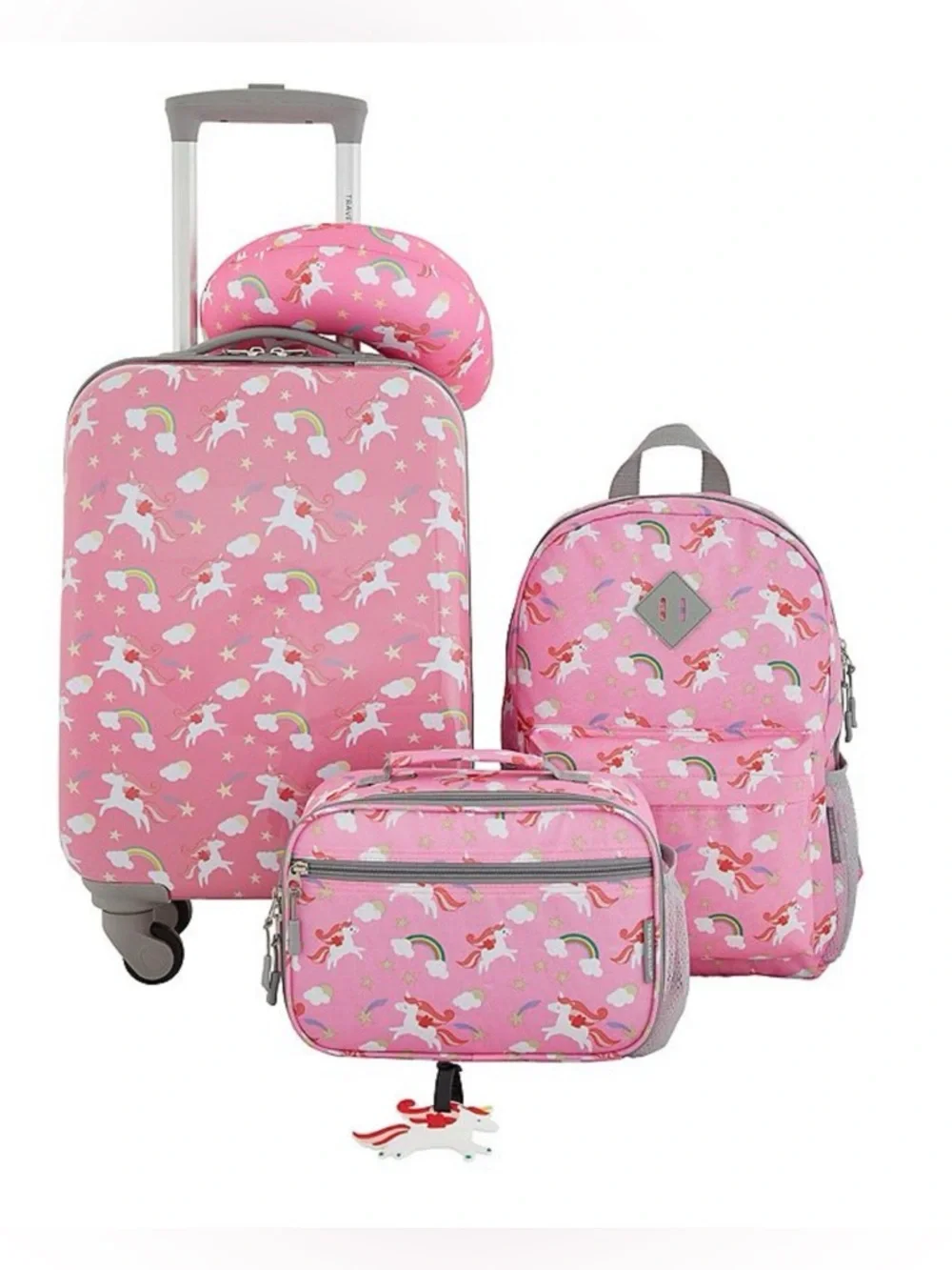 Travelers Club Kids 5-Piece Pink Unicorn & Rainbows Travel Set - NIB